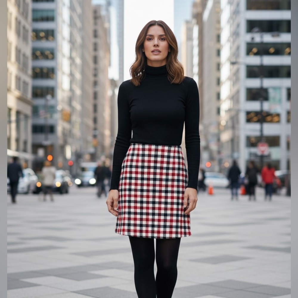 Talbots Red/Black/White Checkered Skirt - 6P